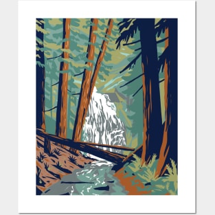 Cascade Falls in Moran State Park on Orcas Island Washington State WPA Poster Art Posters and Art